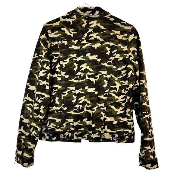 White Mark Denim Collection Women's Stretch Button Up Camo Jean Jacket Large - Picture 2 of 11